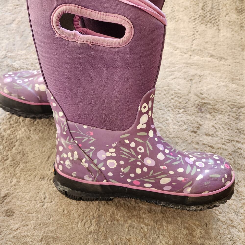 Bogs Boots Classic Cattail Size 3 Kids Purple Waterproof Rain Snow Boots Girls - Picture 5 of 6